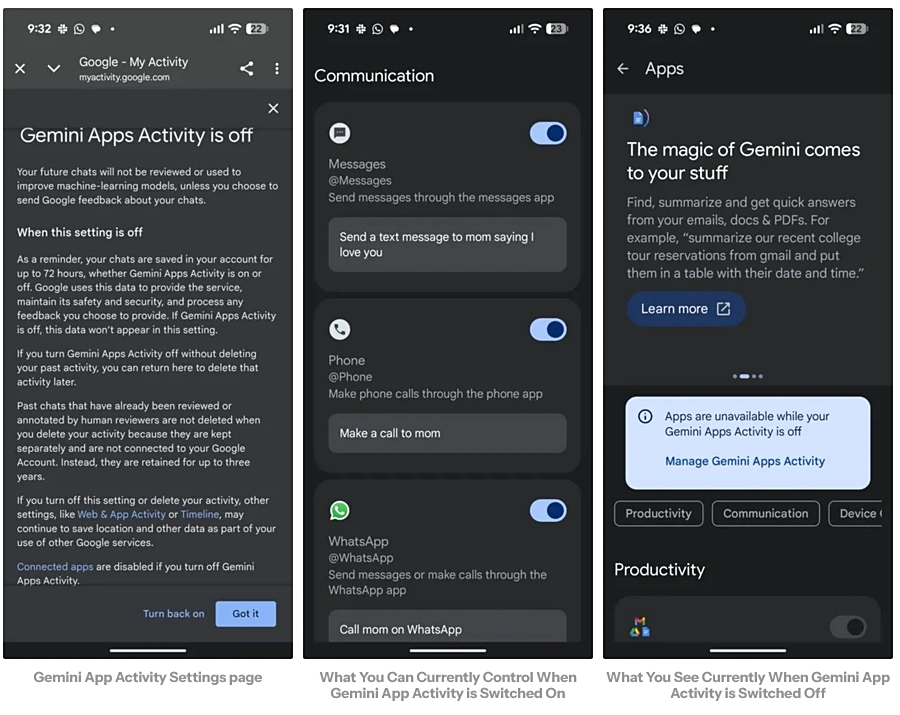 WhatsApp_谷歌Gemini更新影响_关闭应用活动使用Gemini